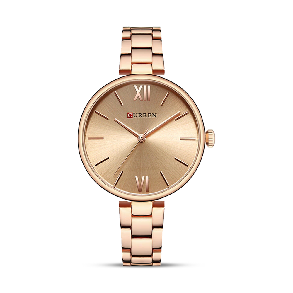 CURREN 9017 Stainless Steel Analog Watch For Women - Rose Gold
