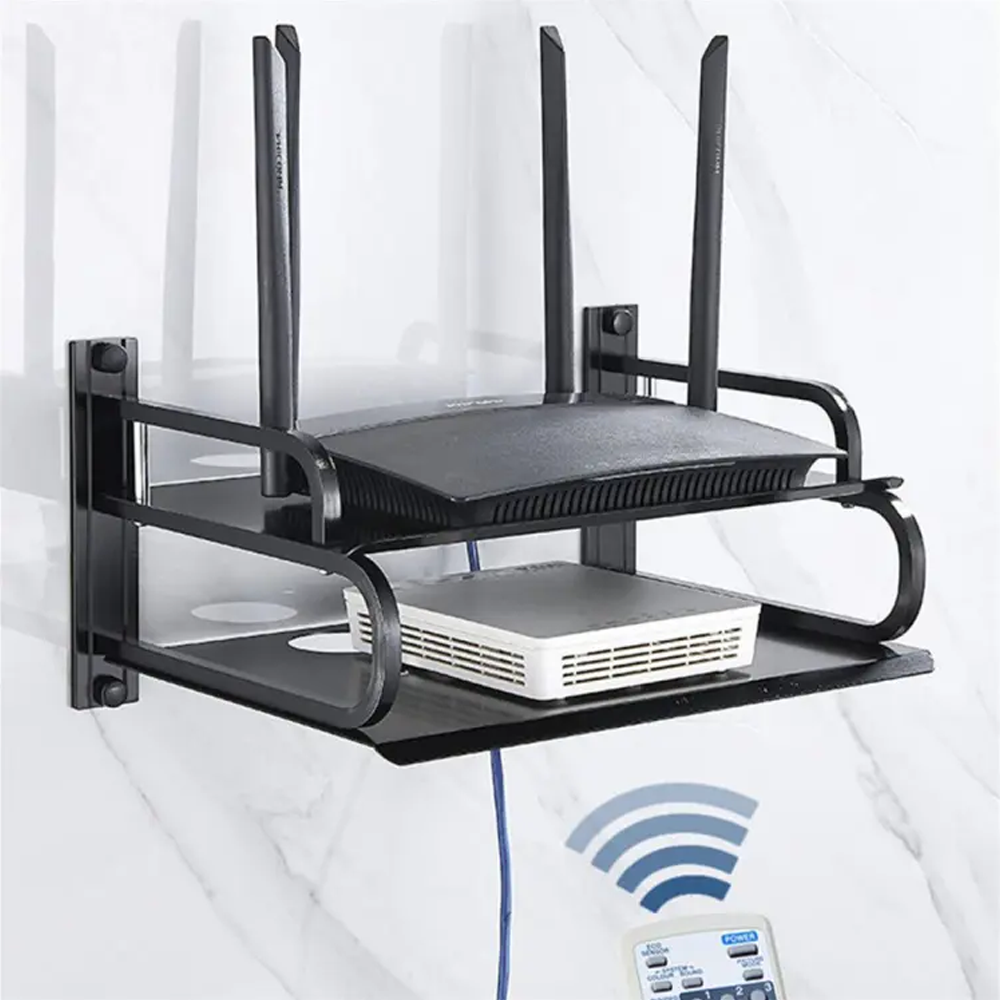 Stainless Steel Wall Mounted Router Stand - Black