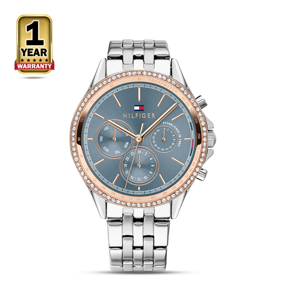 Tommy Hilfiger 1781976 Stainless Steel Chronograph Watch For Women - Blue and Silver