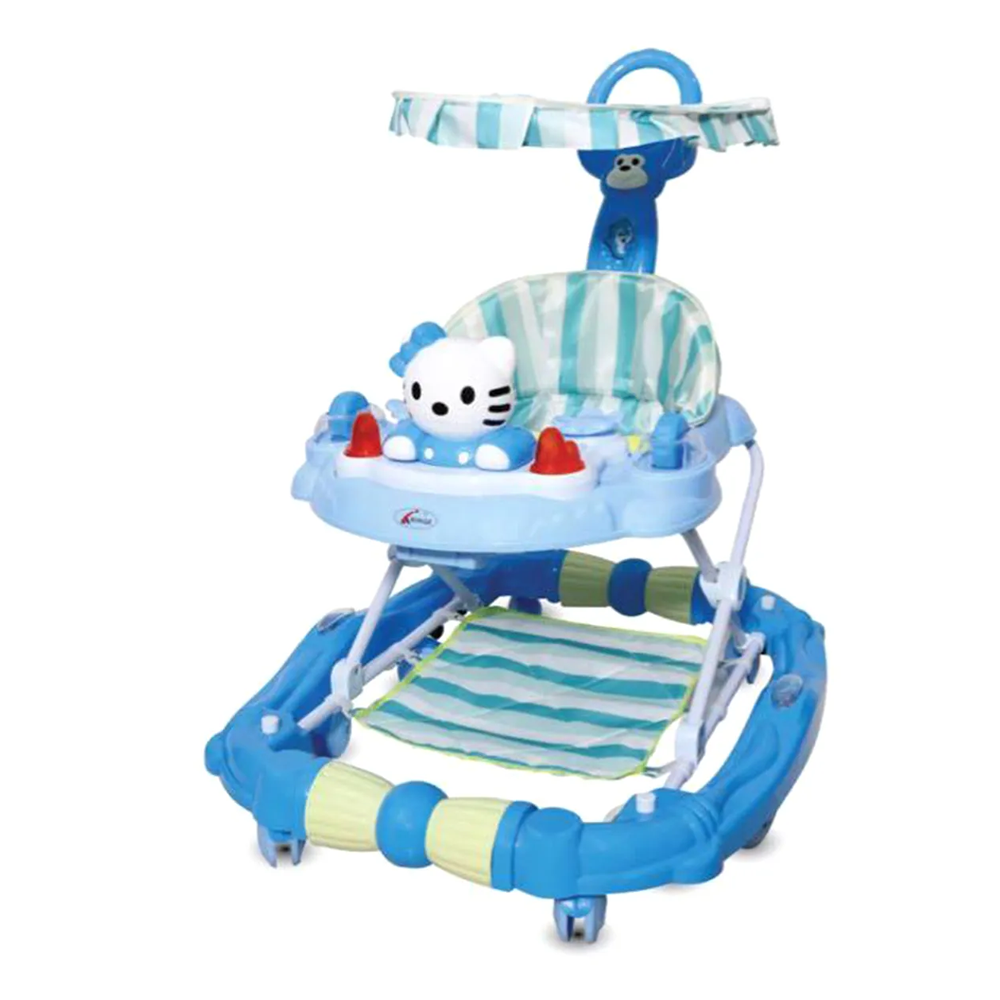 Rubber Wheel Baby Walker With Rocking Mode And Umbrella