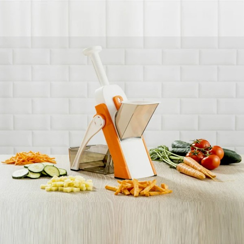 Multi Function Brava Spring Slicer Vegetable Cutter - Orange and White