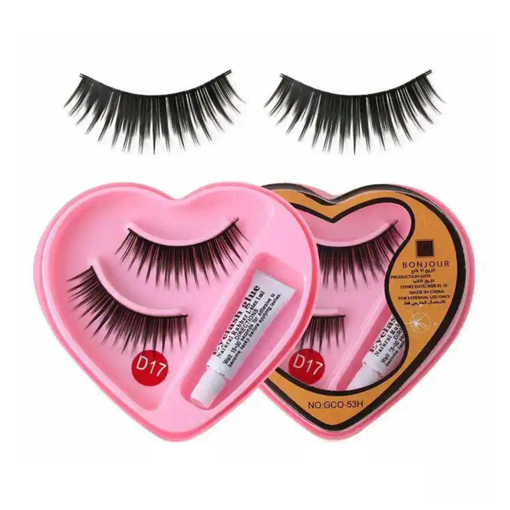 False Eyelash With Eyelash Glue for Women - Black