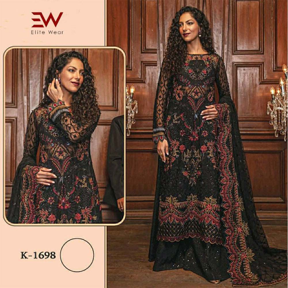 Unstitched Party Wear Salwar Suits For Women - Multicolor - 4pcs - K-1698