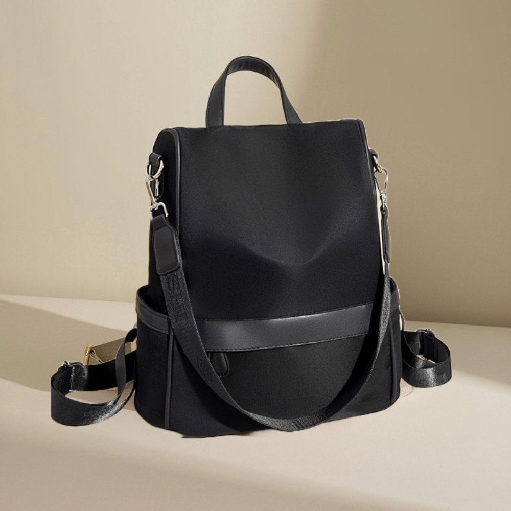 Nylon Waterproof Anti-Theft Travel Backpack For Women - Black
