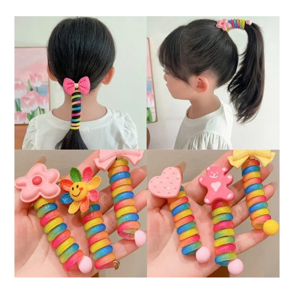 Elastic Spiral Hair Ties Bands for Kids - Multicolor