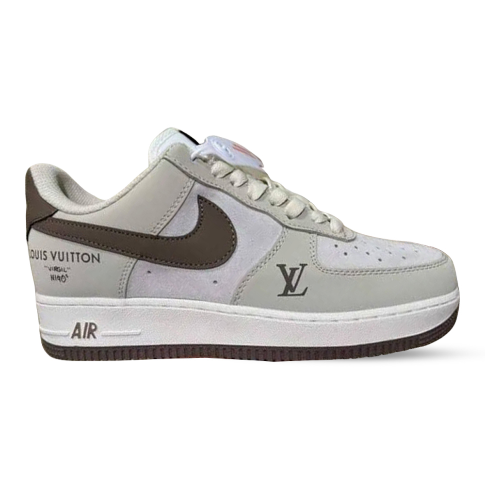 Louis Vuitton X Nike AF1 PU Leather Sneaker for Men - Cream Brown