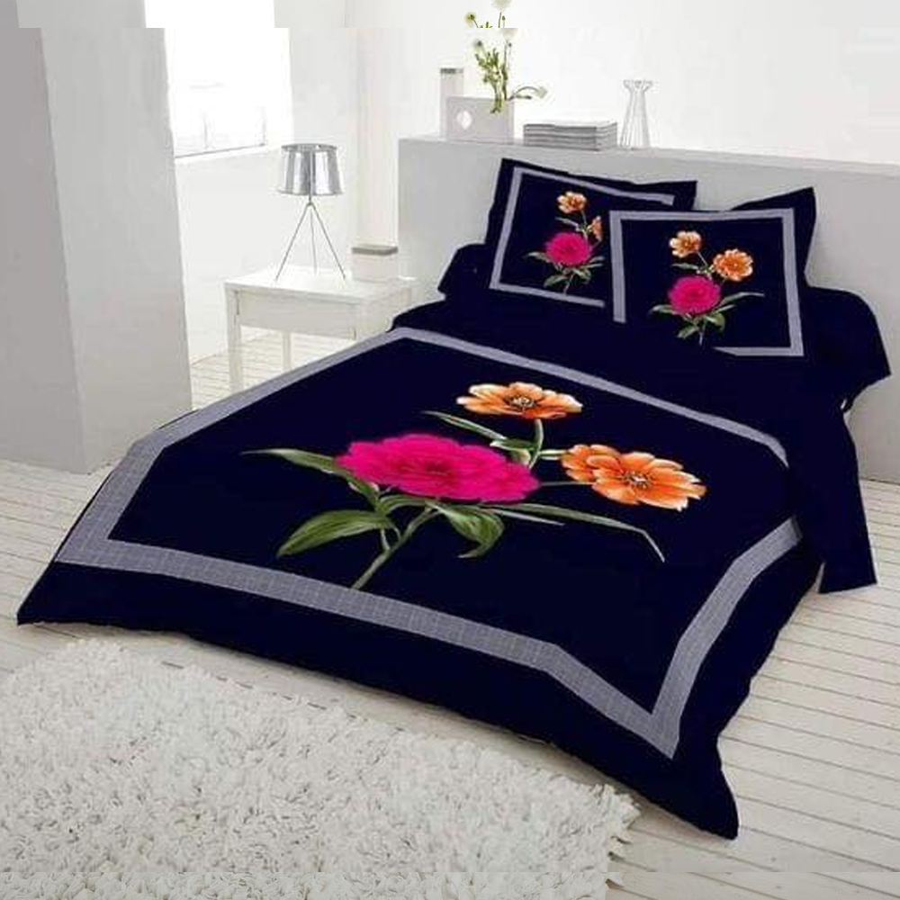 Panel Cotton King Size Bedsheet With Pillow Cover - Multicolor - 192457