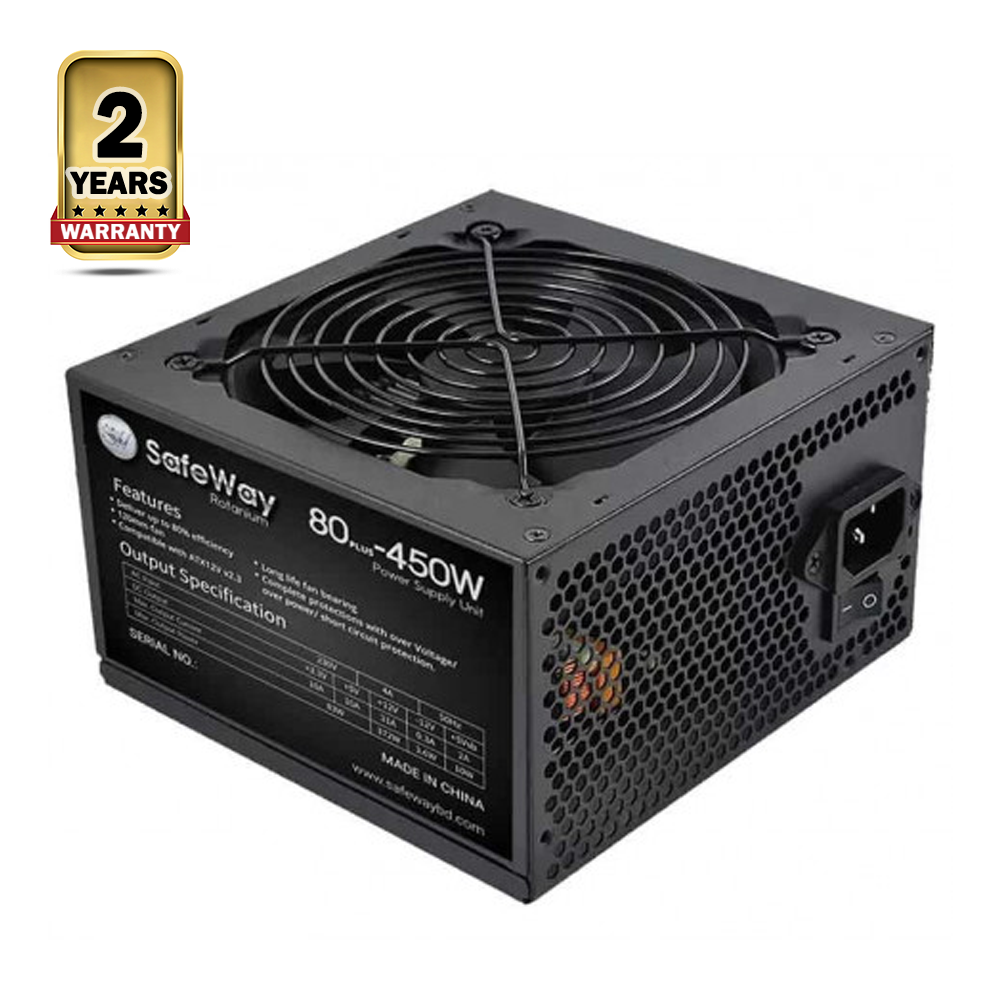 Safeway Rotanium 80s-450W ATX Power Supply - Black