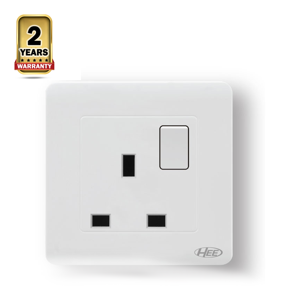 HEE Rose White 13A 3 pin Flat Socket with Switch