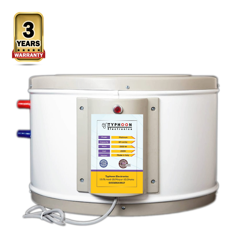 Typhoon Water Heater Geyser - 67 Liter - Off White 