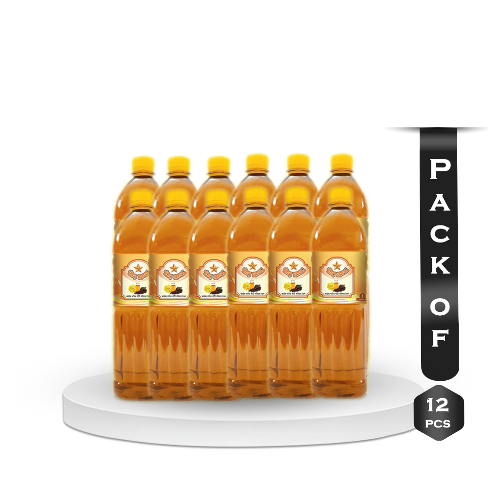 Pack Of 12Pcs Star Brand Cold Pressed Mustard Oil - 1 Liter