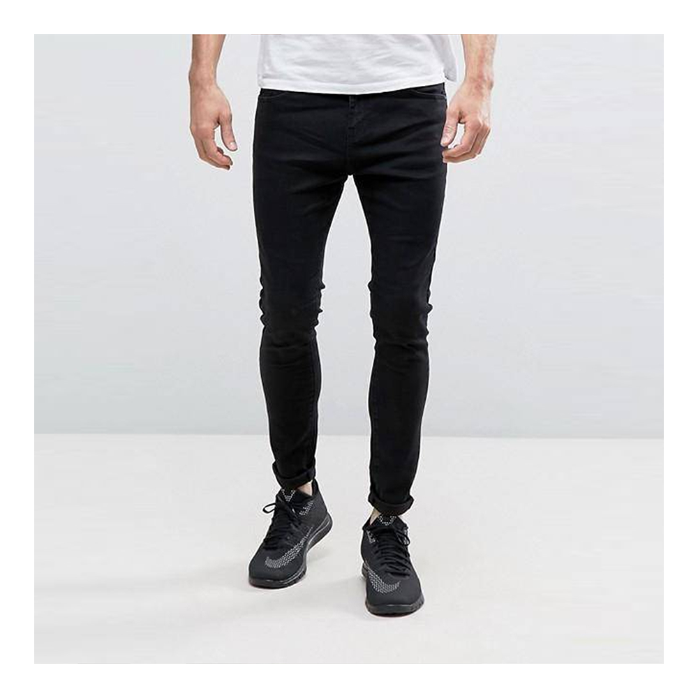 Cotton Semi Stretch Denim Jeans Pant For Men - Deep Black - NZ-13011