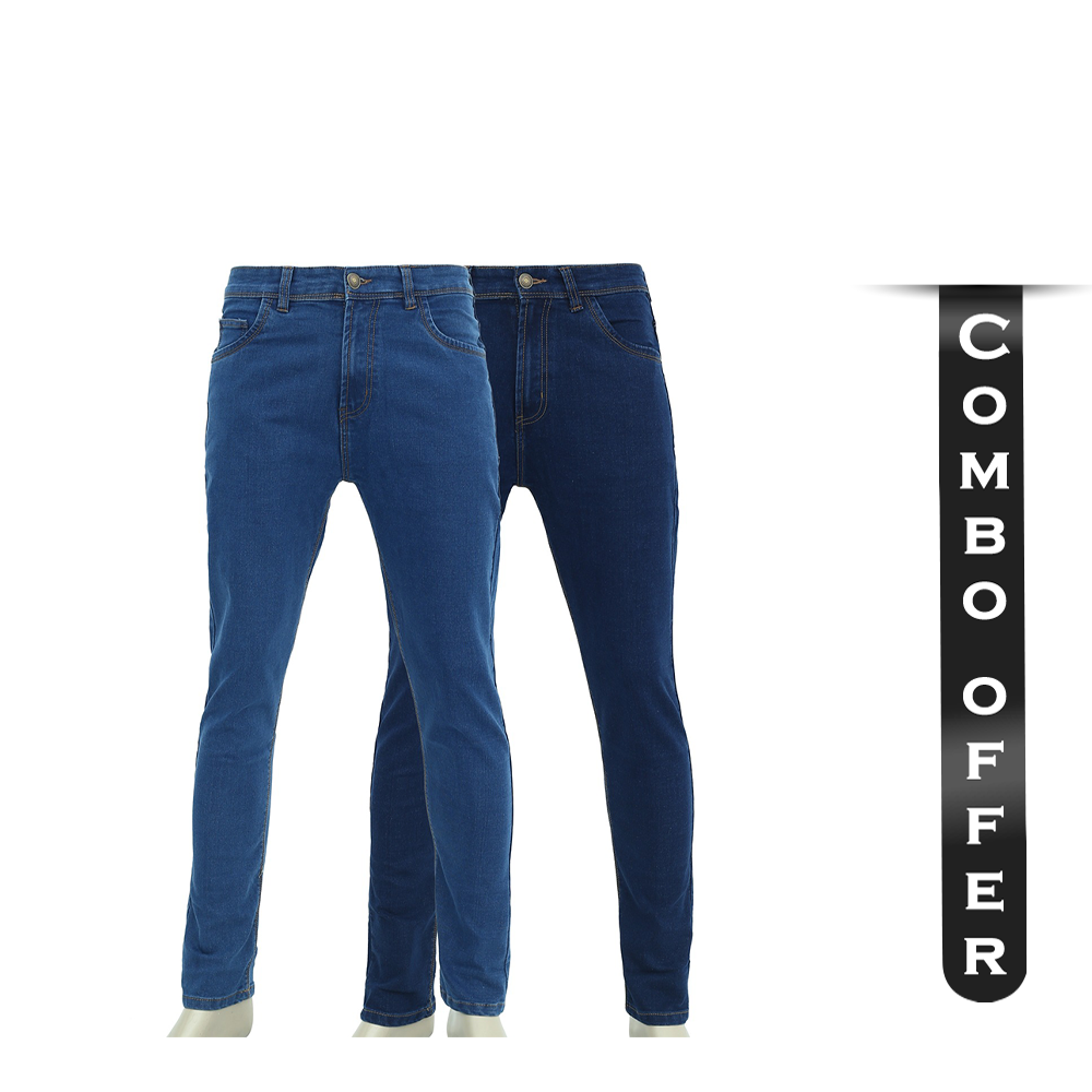 Combo of Cotton Denim Jeans For Men - Light Blue and Deep Blue - LD-1