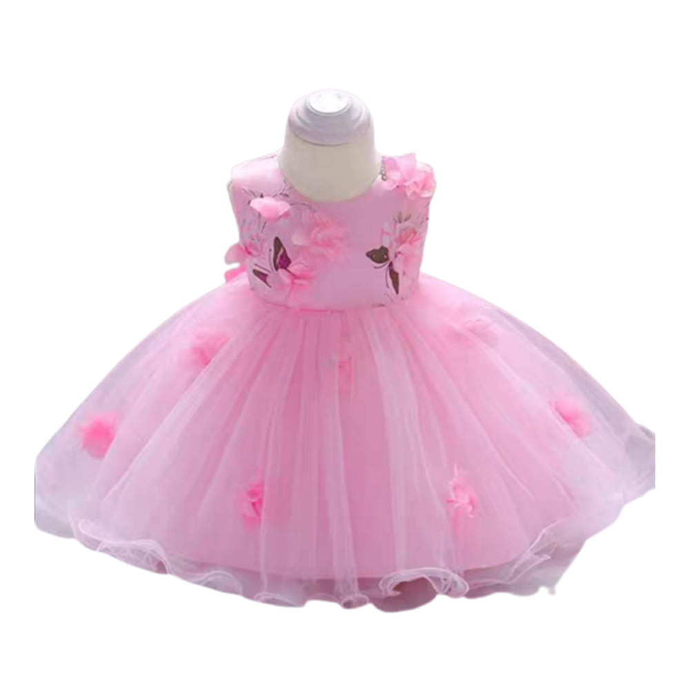 Chiffon Georgette Party Dress For Baby Girl - Pink - BD-04