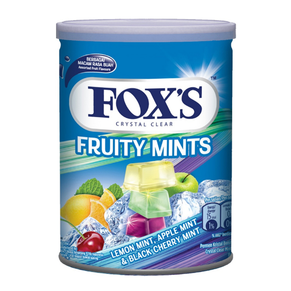 Foxs Crystal Clear Fruity Mints Candy Can - 180gm - 1000081