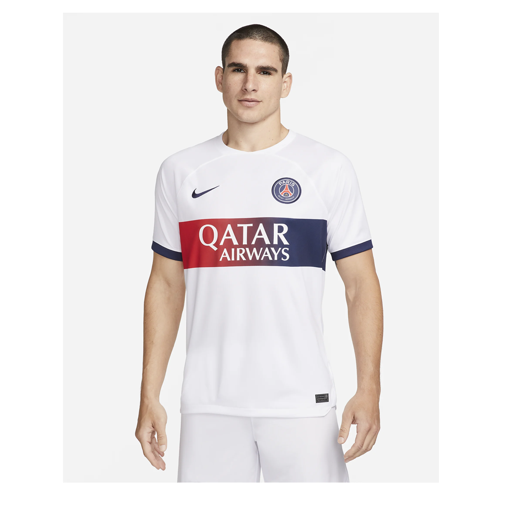 Polyester Paris Saint Germain 2023-24 Stadium Away Jersey for Men - White