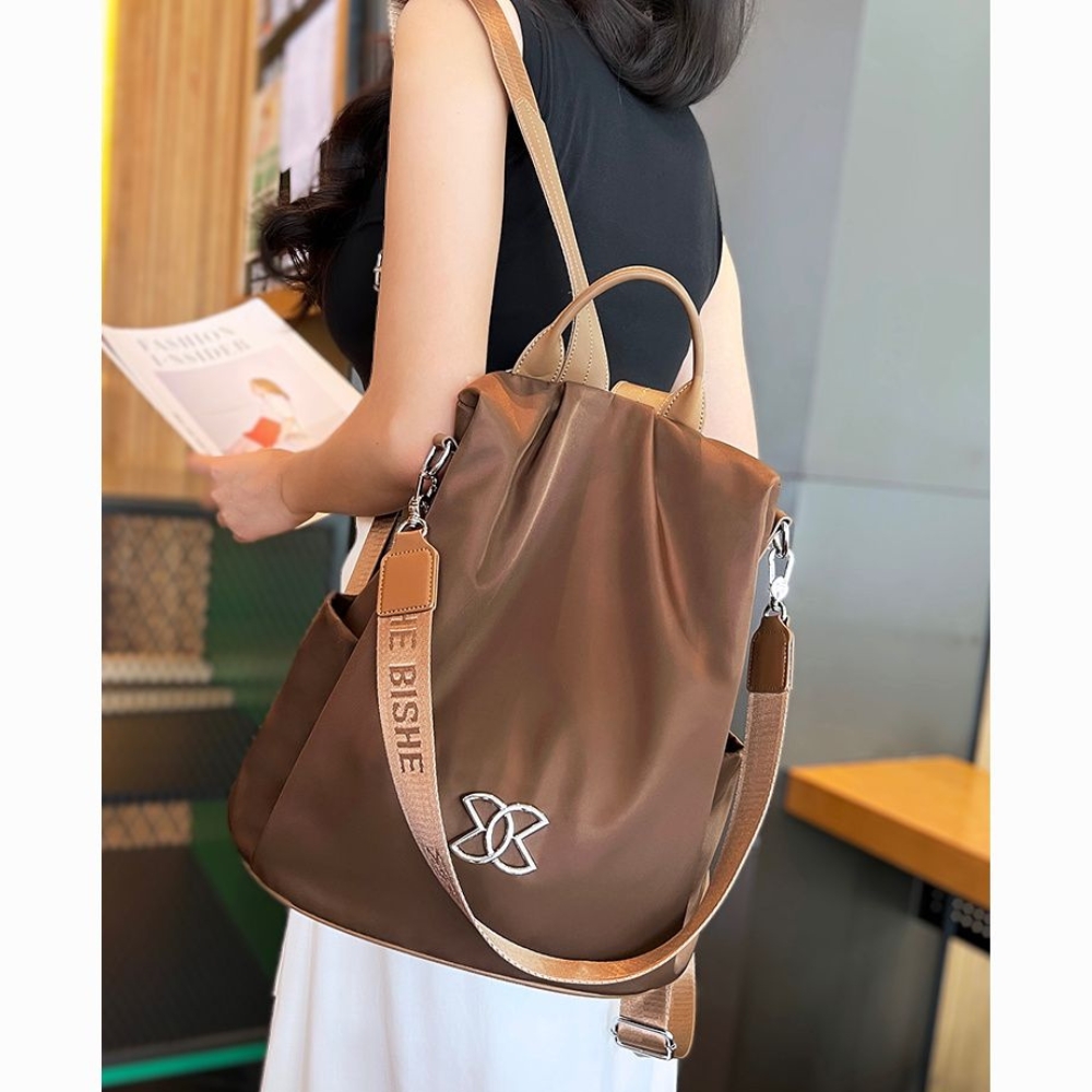 Nylon Large Capacity Outdoor Backpack For Women - Coffee