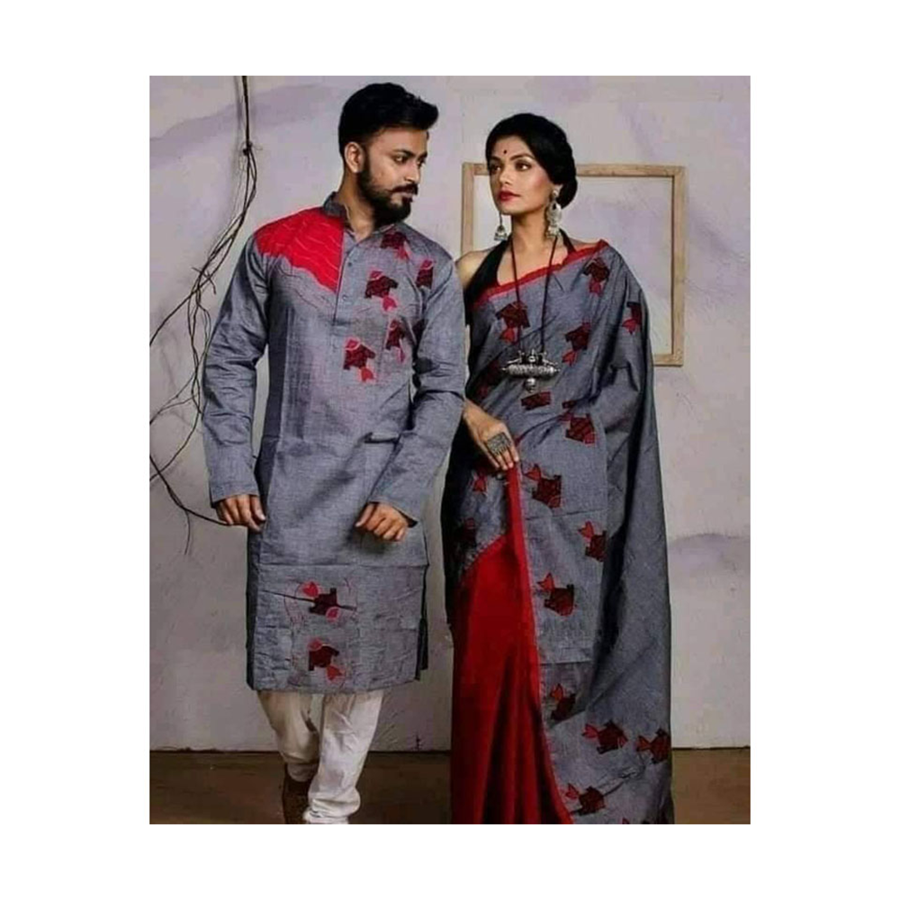 Gorgeous Half Silk Saree and Dhupian Cotton Panjabi For Couple Set - BAN027