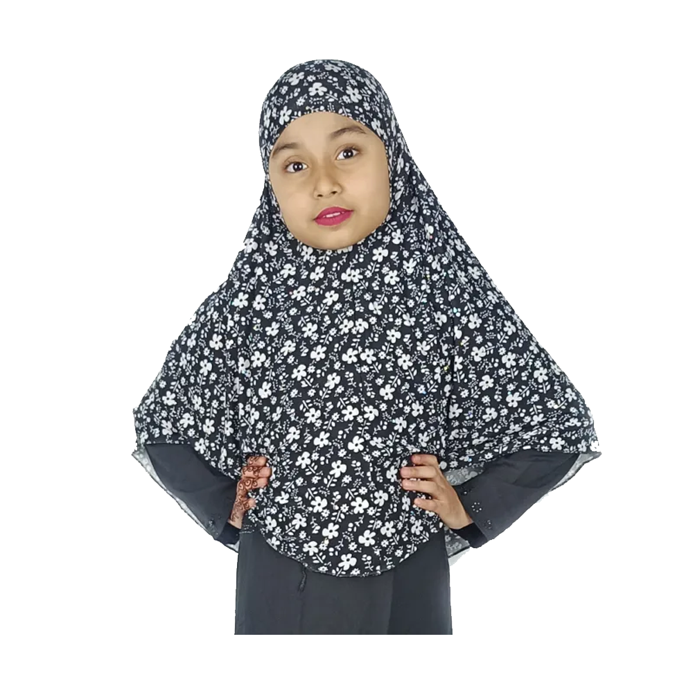 Dubai Cherry Hijab For Girls - Black - hijab_black_4-6