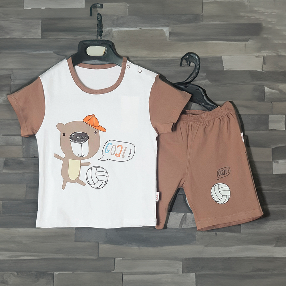 Cotton T-Shirt with Pant for Kids - Multicolor - style 10105