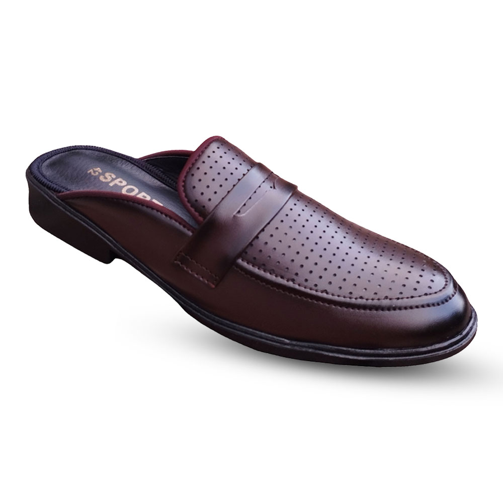 PU & Suit Leather Half Shoes For Men - Chocolate - H4