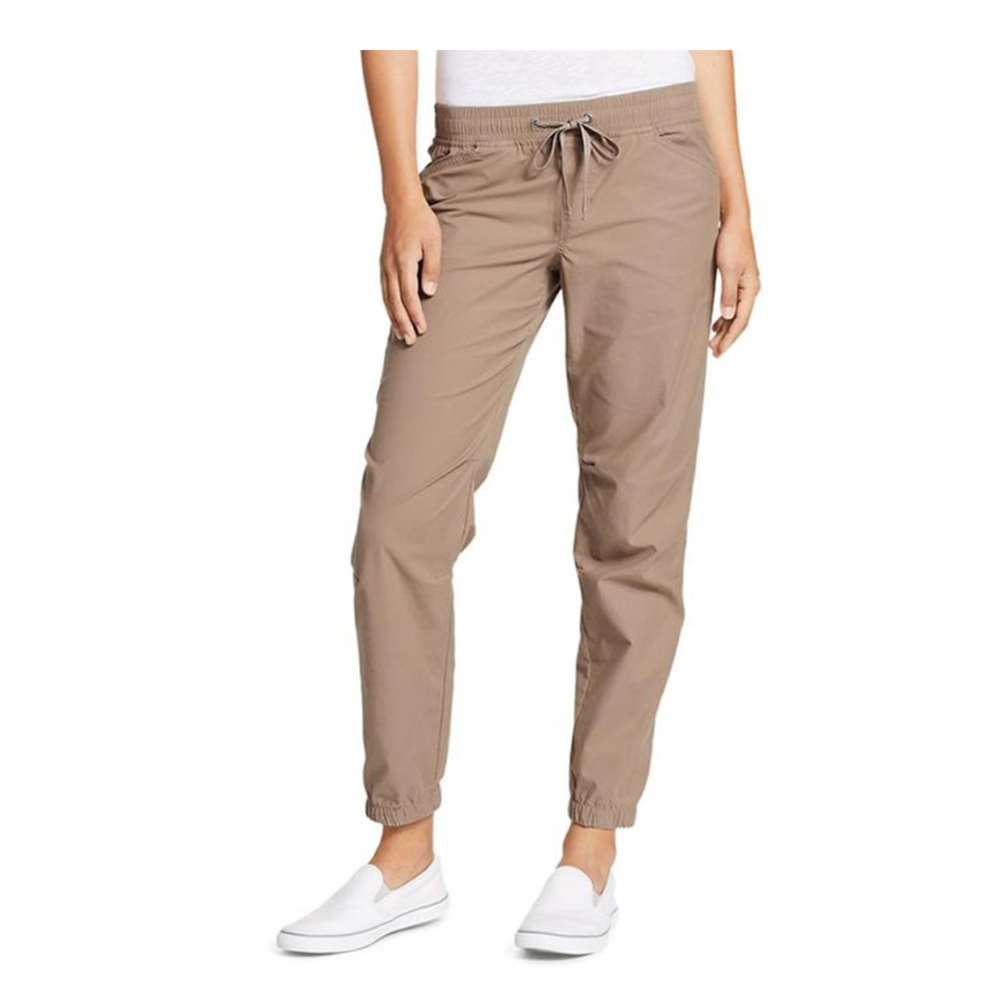 Cotton Twill Joggers Pant For Women with 4 Pockets - Brown - u3046