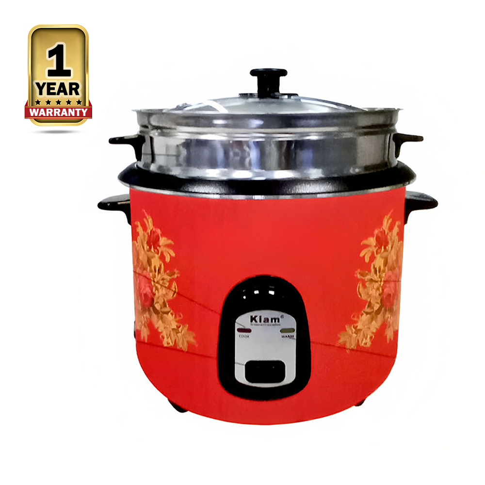 Kiam SFB-5704 Stainless Steel and Non-Stick Double Pot Rice Cooker - 2.8  Liter - Red