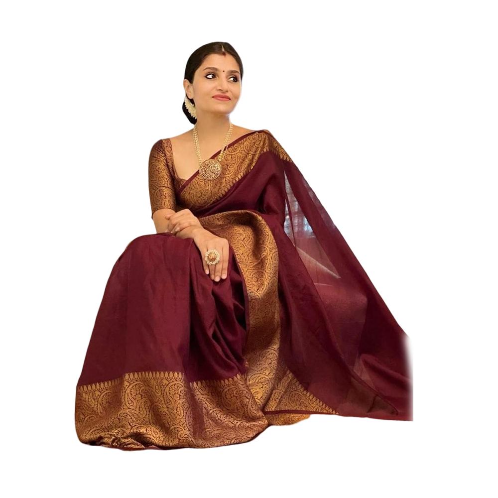 Proud PL-SE00026 Pure Soft Silk Saree For Women - Marron