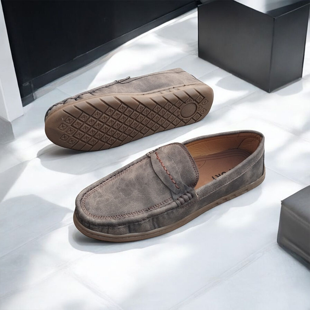 PU Leather Loafer Shoes for Men - Ash