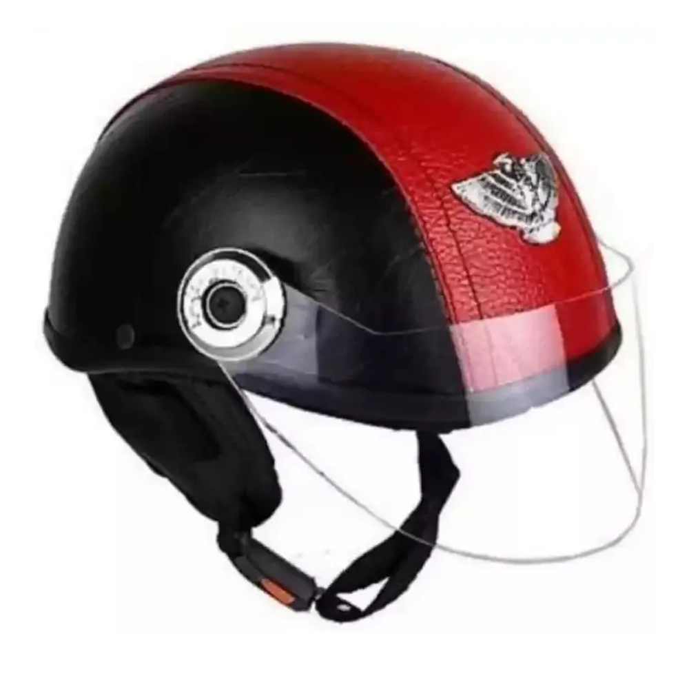 Half Face Bike Helmet for Men and Women - M Size - Black and Red 