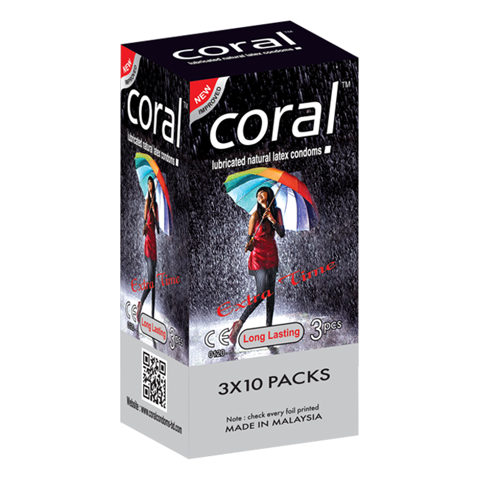 Coral Extra Time Long Lasting Lubricated Condom - 30Pcs
