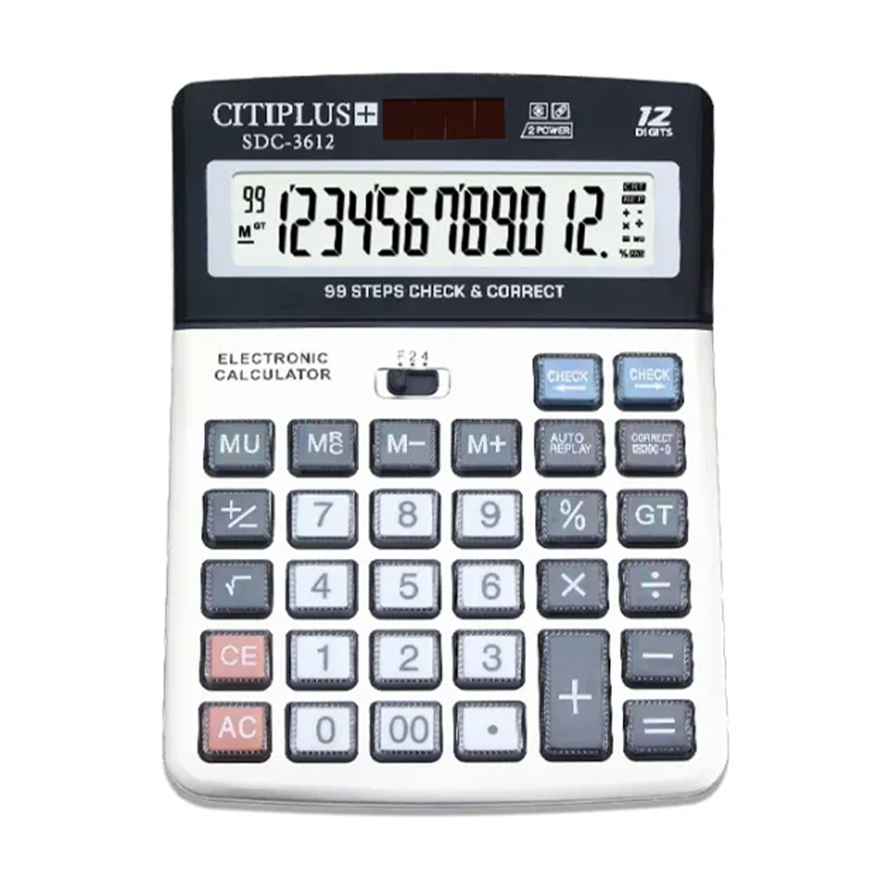 Citiplus SDC-3612 Desktop Calculator - Black and White