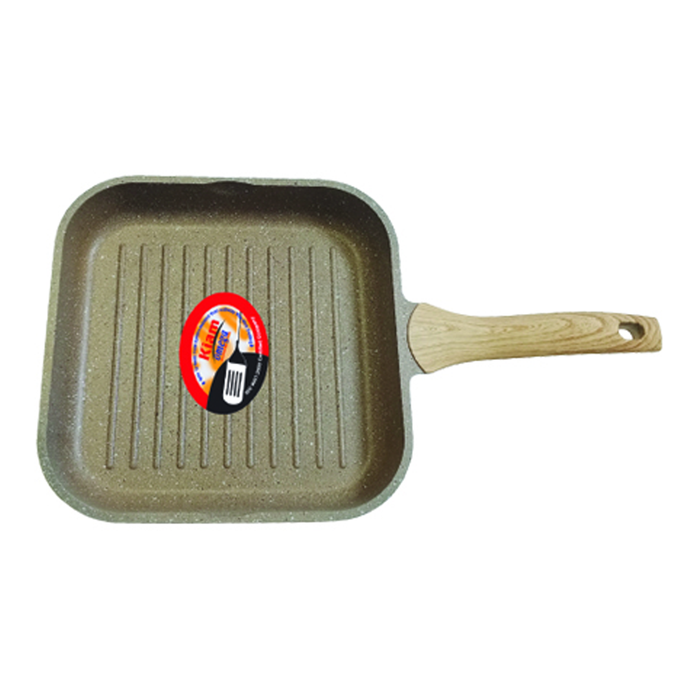 KIAM Die Casting Grill Pan With Glass Lid and Induction Bottom - 26cm