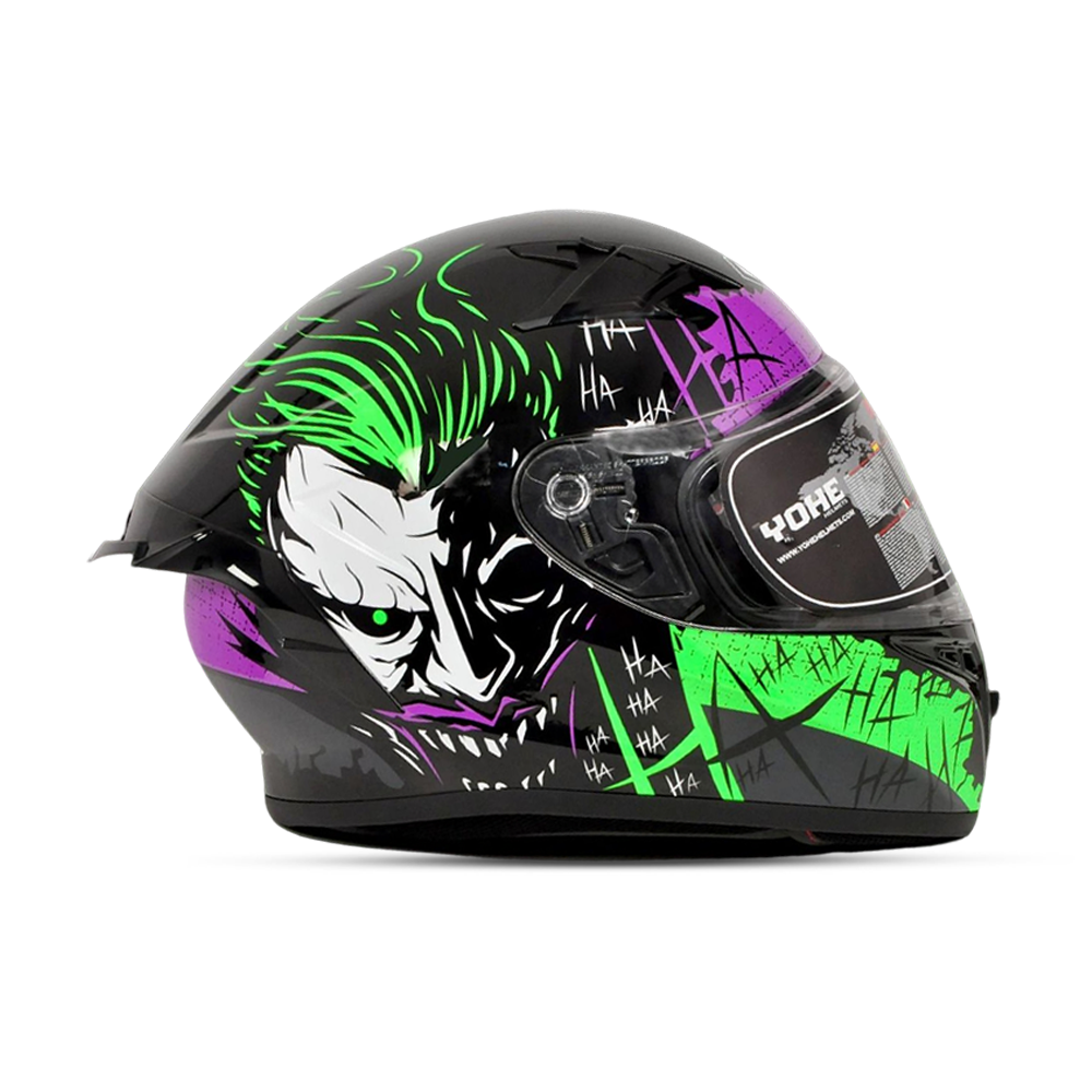 Yohe 978-2-43 Full Face Joker Edition Glossy Helmet - Purple & Green