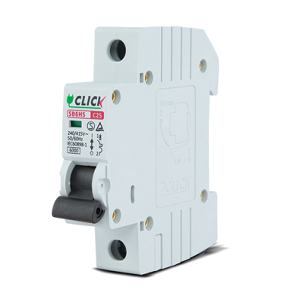 Click Circuit Breaker MCB - 1P 6A C 6KA - White