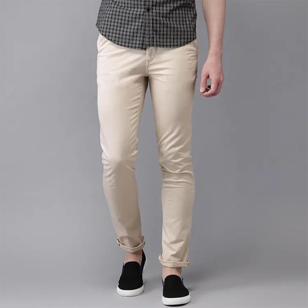Cotton Semi Stretched Chinos Gabardine Pant For Men - Ash - PGS026