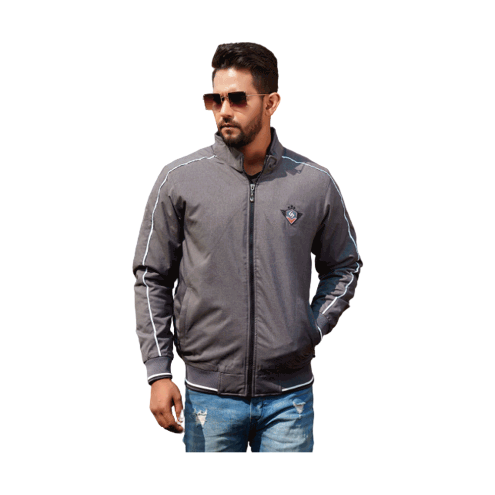 Microfiber Double Part Air Proof Jacket For Men - Dark Gray - JCK36