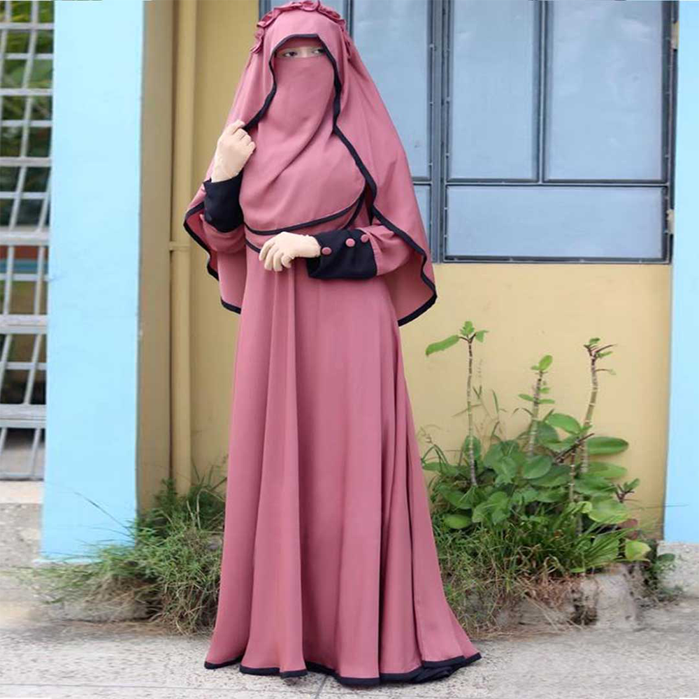 Dubai Cherry Mohuya 3 Sweets Hijab and Burqa Set for Women - Milk Coffee - B_492