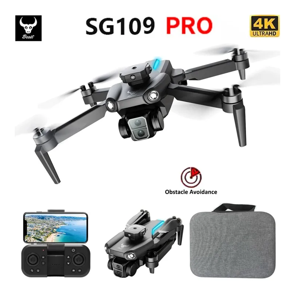 SG109 Brushless Motor GPS 4K HD Dual Camera RC Foldable Drone - Black