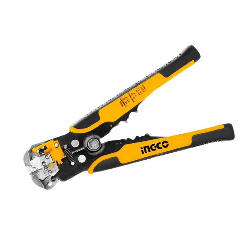 Ingco HWSP102418 Automatic 3 In 1 Wire Cutting Stripper and crimping Tool- Yellow and Black