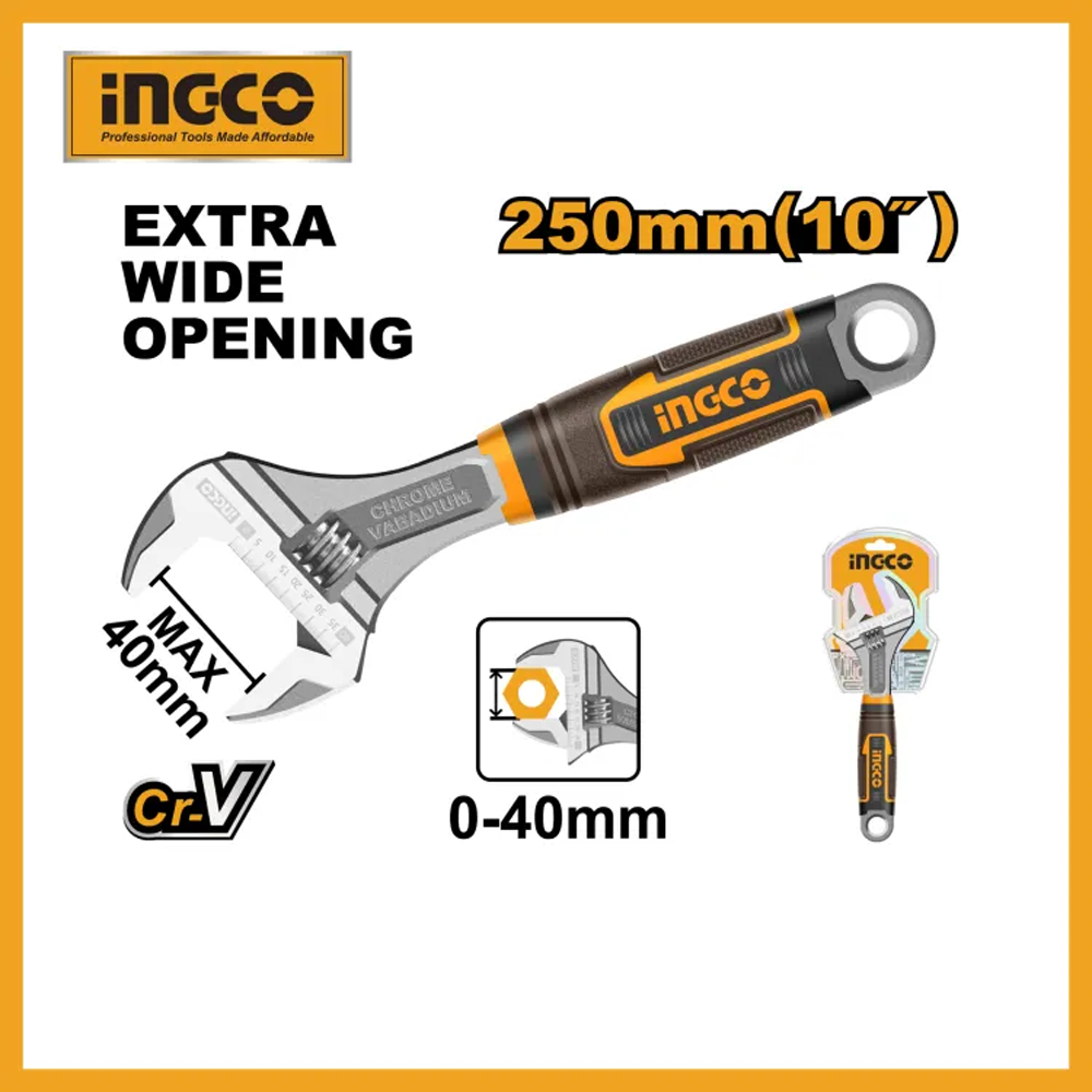 Ingco HADW131108 Adjustable Wrench - 10 Inch