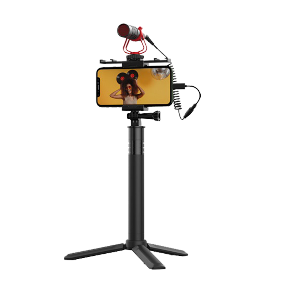 Mirfak MVK02 Extendable Tripod and Microphone Starter Vlogger Kit - Black