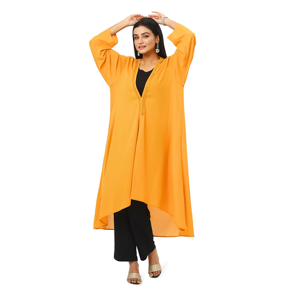 Georgette Double Shrug For Women - Mustard and Yellow - 0823 000228