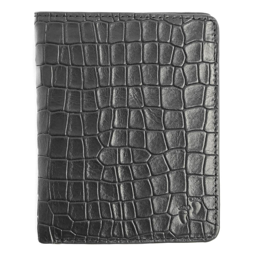 Leather Bifold Vertical Wallet For Men - Black - CRM 221