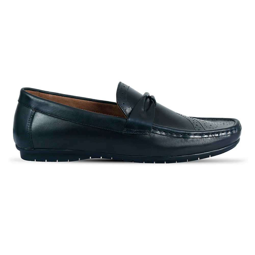 Handmade Leather Moccasin for Men - Glossy Black - X-01