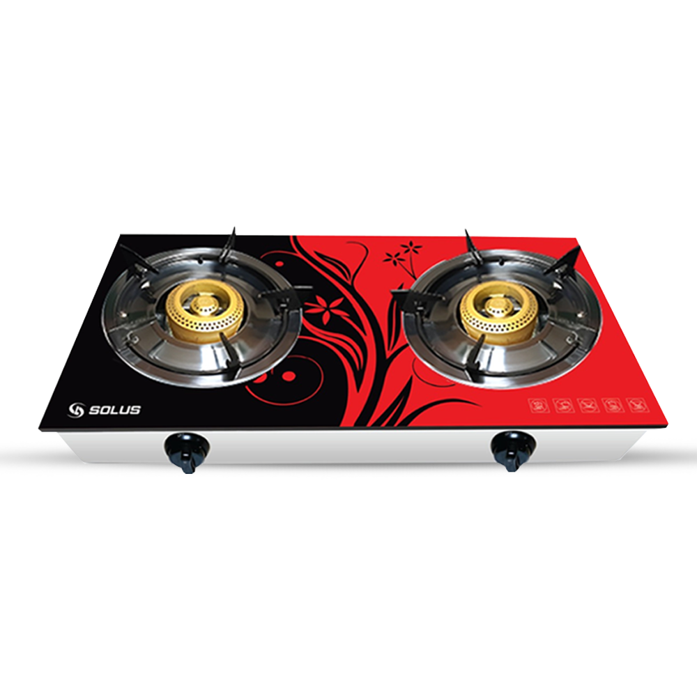 Solus SFGD-225 H Non-Magnetic SS Double Honeycomb Burner - 2D Glass - Black