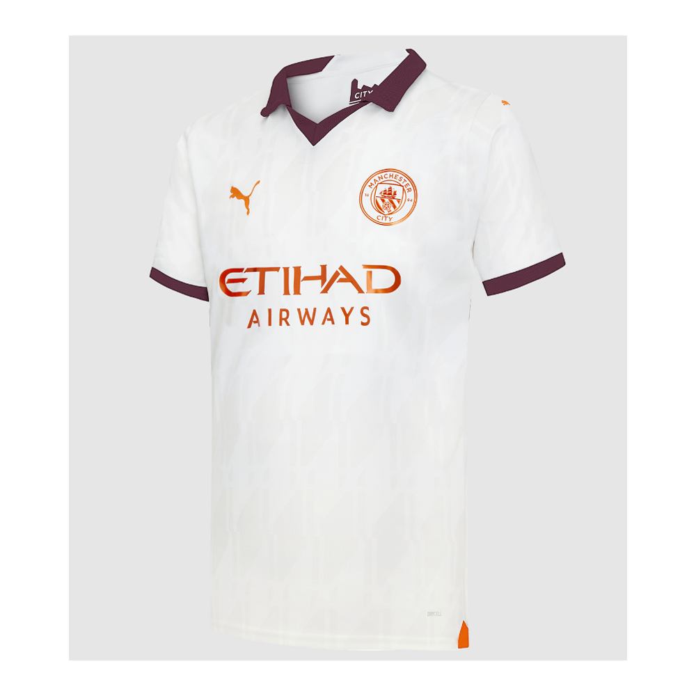 Polyester Manchester City Away Jersey 2023-24 for Men - White