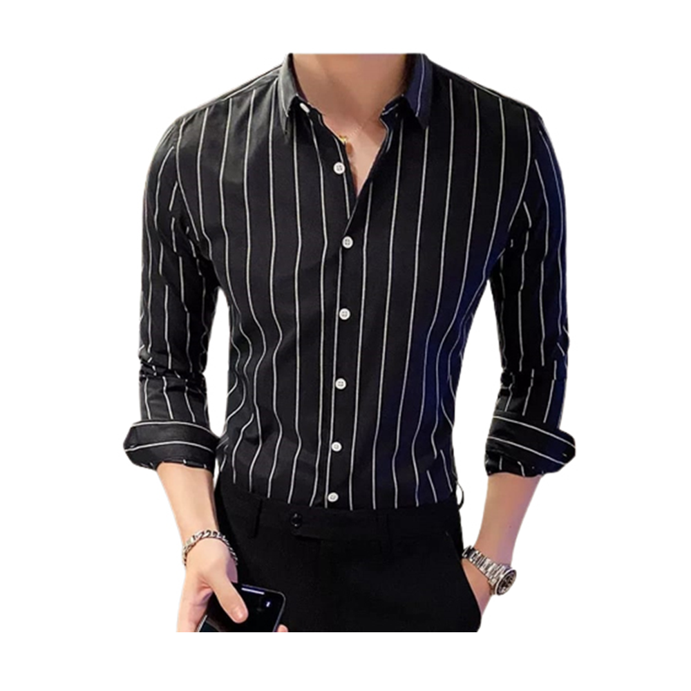 Oxford Cotton Full Sleeve Casual Shirt For Men - Black - MS-35