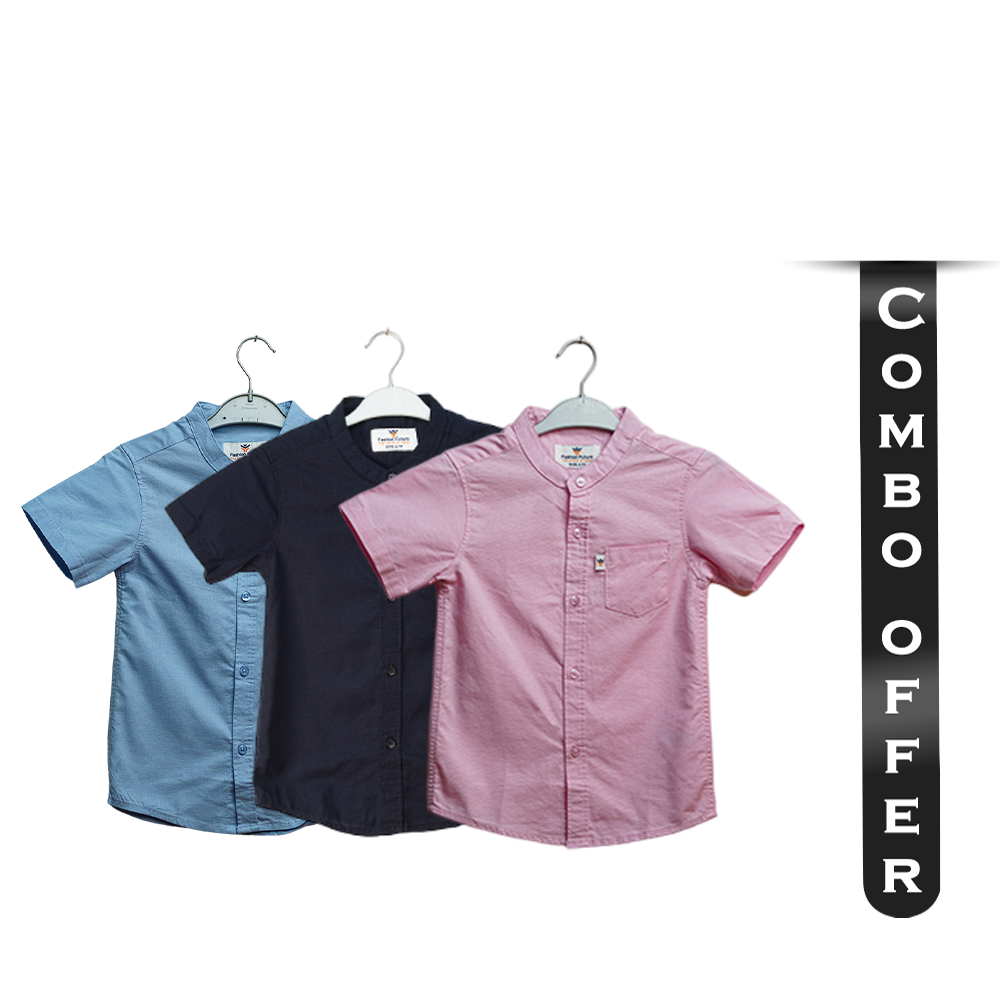 Combo Pack -1 Oxford Cotton Short Sleeves Shirt for Boys