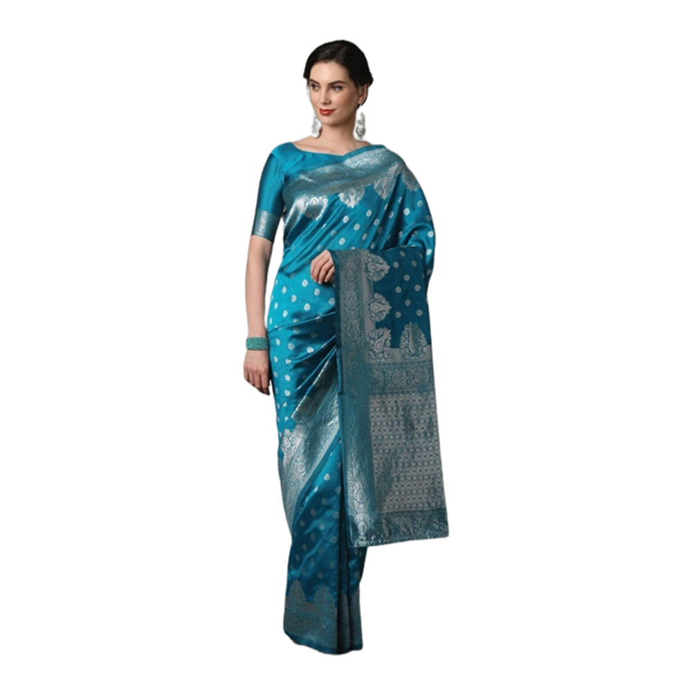 Silk Printed Saree With Blouse piece - Pest - SS-41